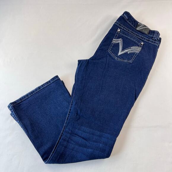 VANITY Flare Boot Cut Stretch Low Rise Blue Denim Jeans Women's Size 32X29 - Picture 1 of 9